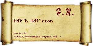 Hőh Márton névjegykártya
